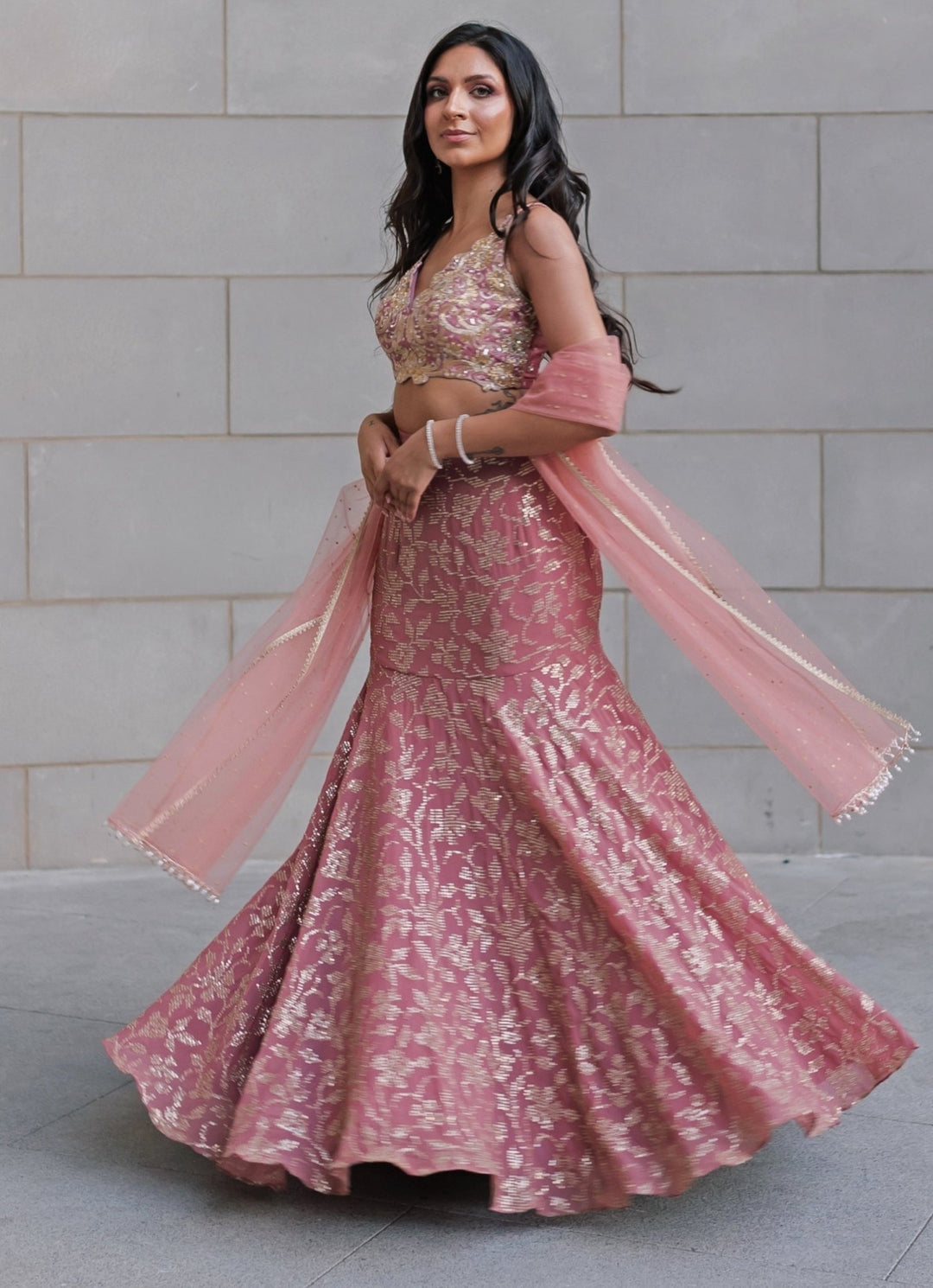 Lilac Pink Georgette Lehenga Chamee and Palak - Fabilicious Fashion