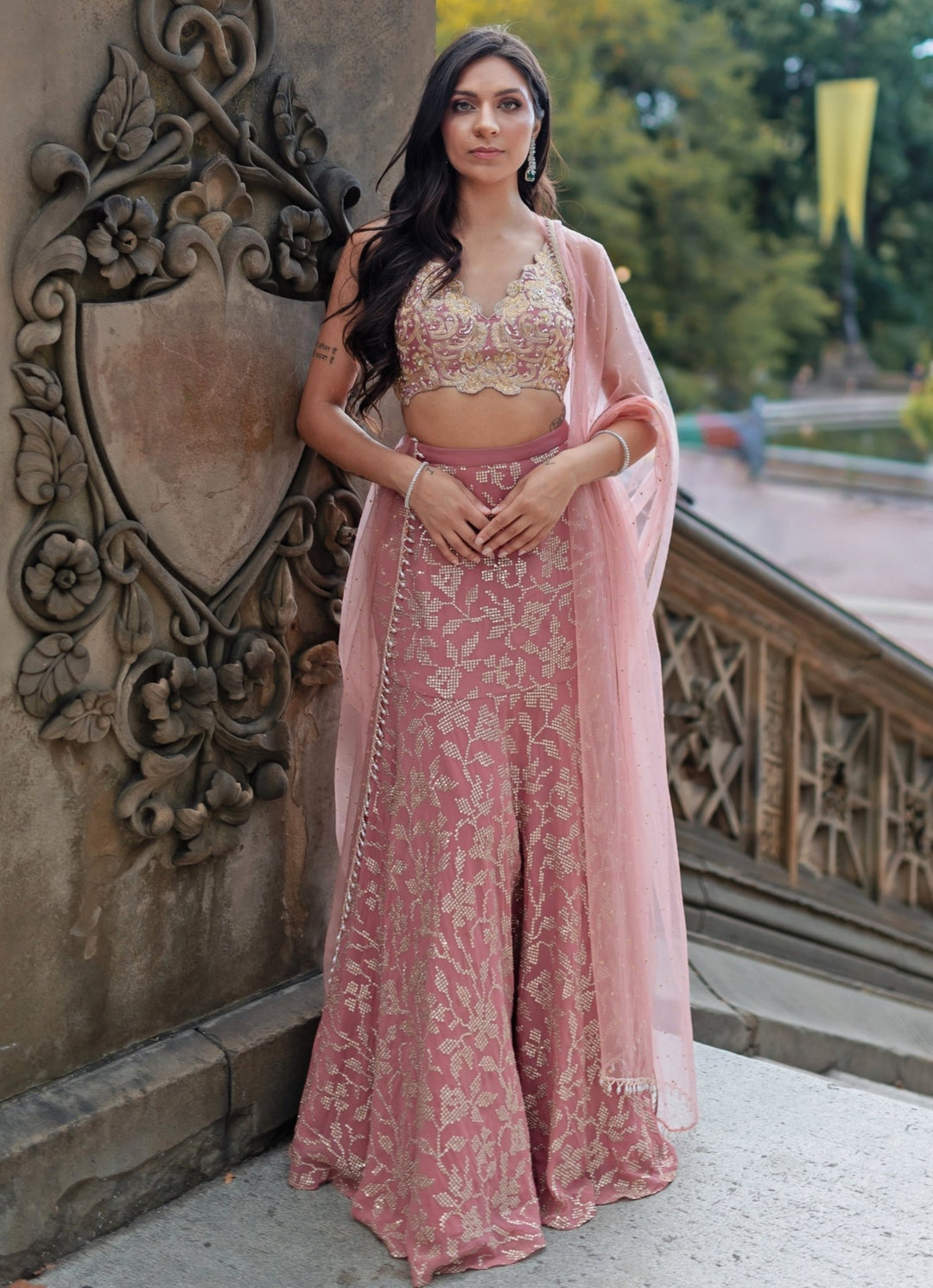 Lilac Pink Georgette Lehenga Chamee and Palak - Fabilicious Fashion