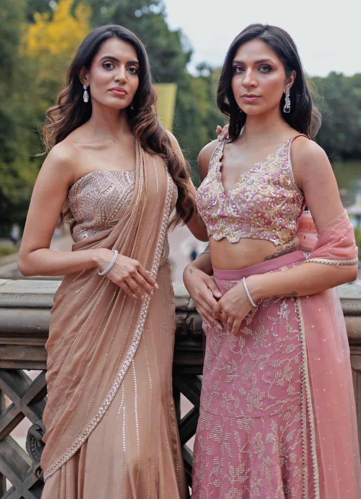 Lilac Pink Georgette Lehenga Chamee and Palak - Fabilicious Fashion