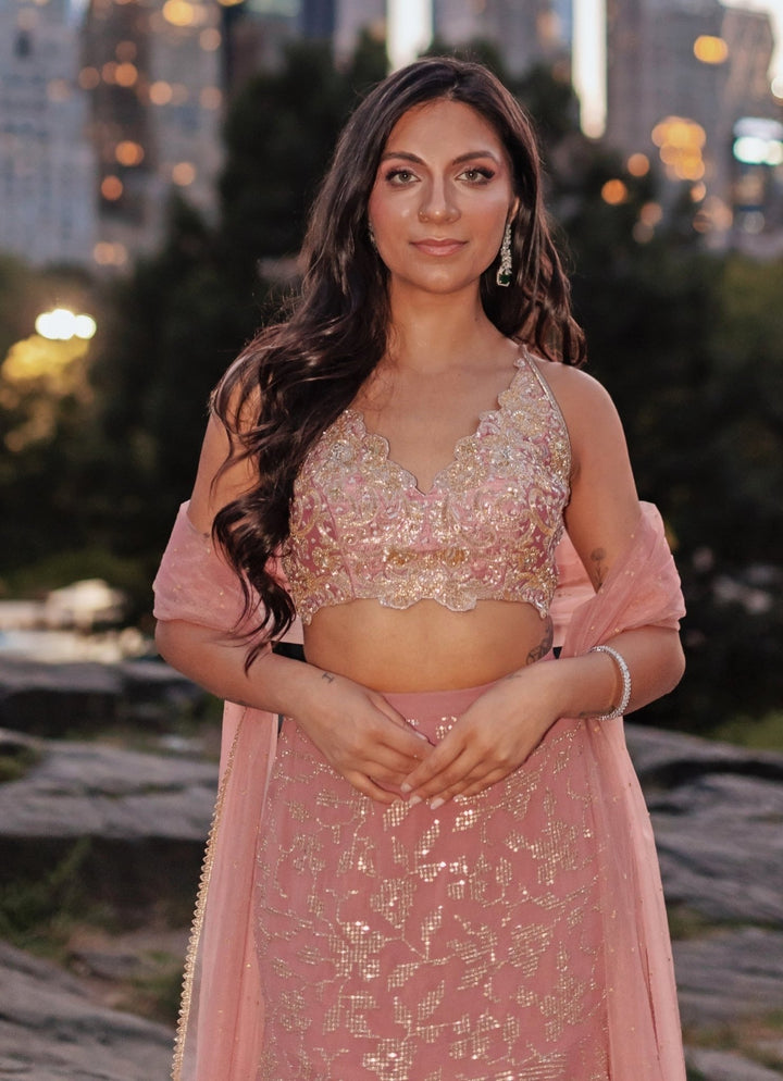 Lilac Pink Georgette Lehenga Chamee and Palak - Fabilicious Fashion