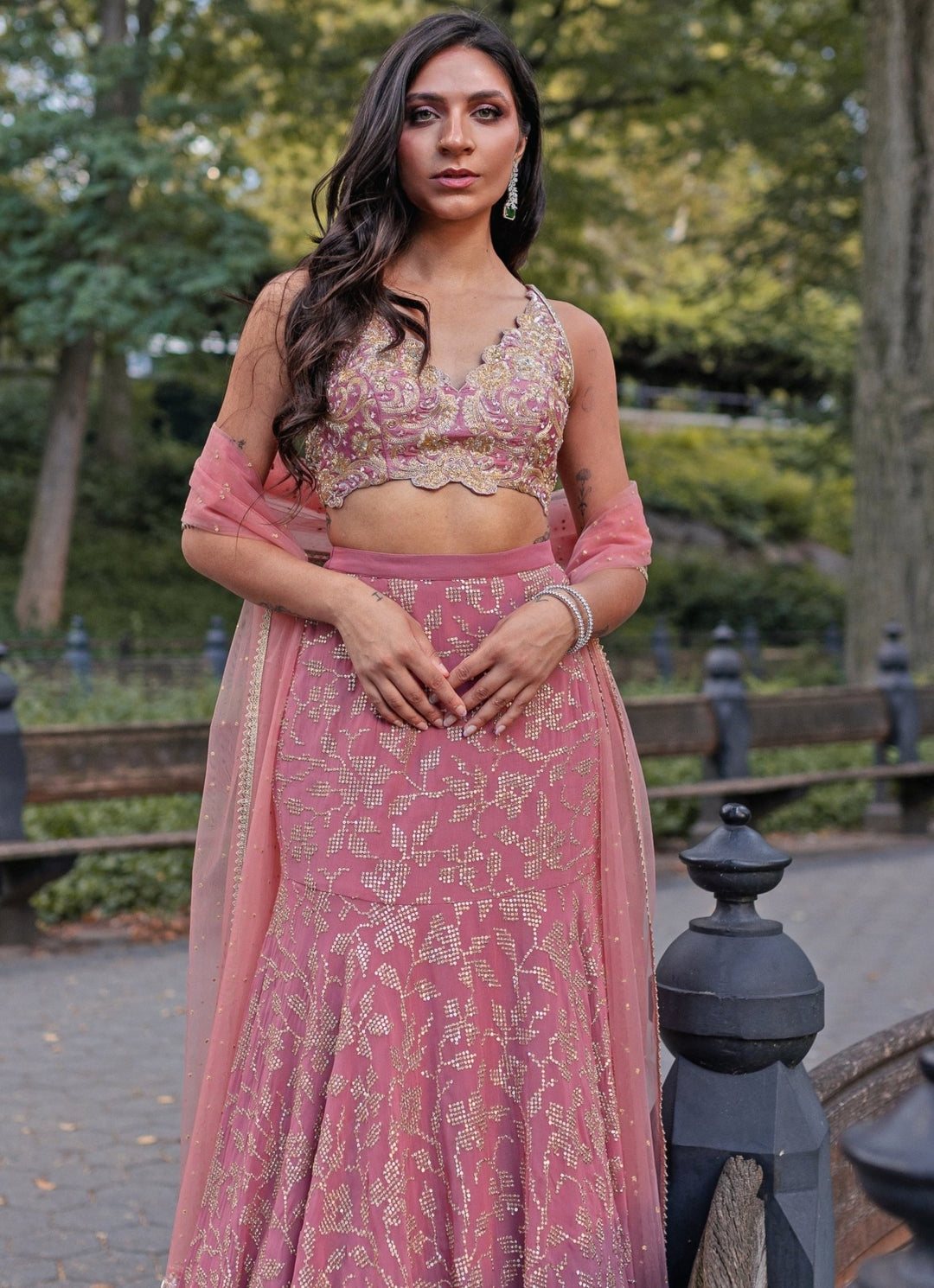 Lilac Pink Georgette Lehenga Chamee and Palak - Fabilicious Fashion
