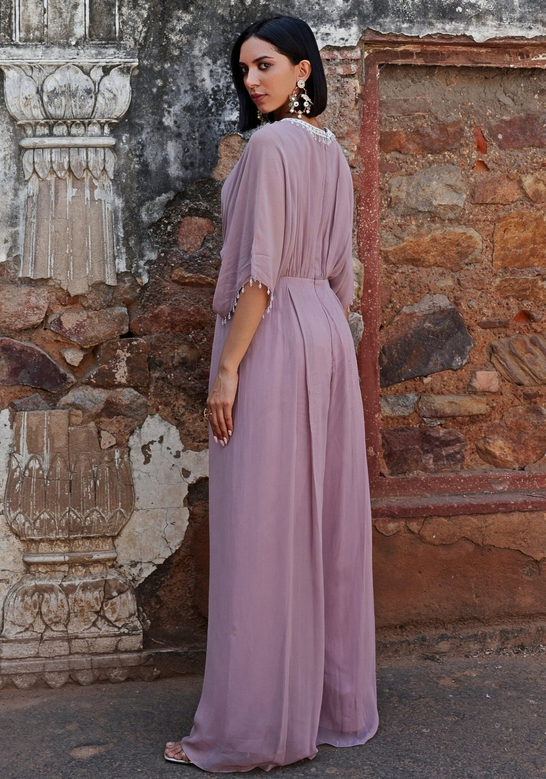 Lilac Pleated Draped Jumpsuit Seema Thukral - Fabilicious Fashion