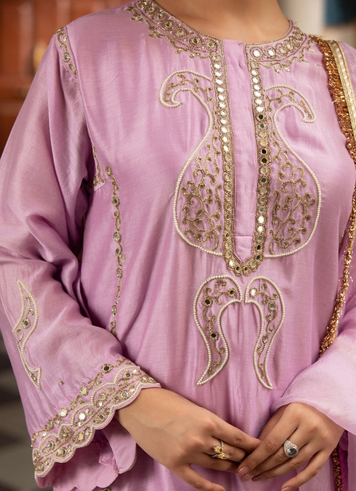 Lilac Silk Chanderi Kurta Churidar Set Neha Khullar - Fabilicious Fashion