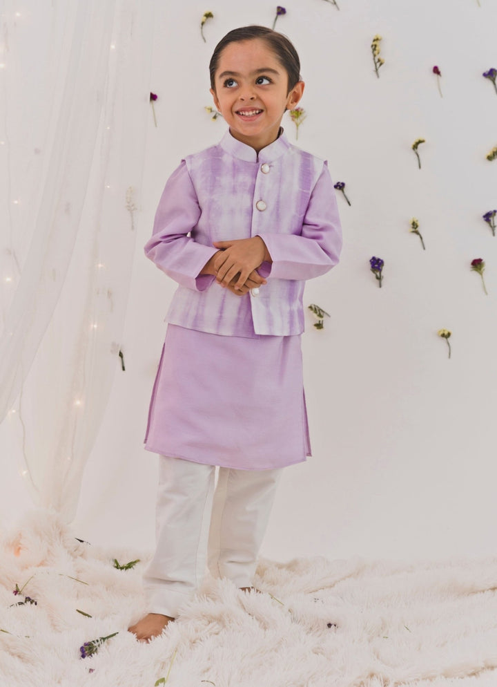 Lilac Silk Kurta Bundi Set Chotibuti - Fabilicious Fashion