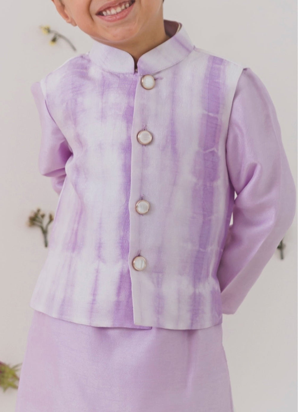 Lilac Silk Kurta Bundi Set Chotibuti - Fabilicious Fashion