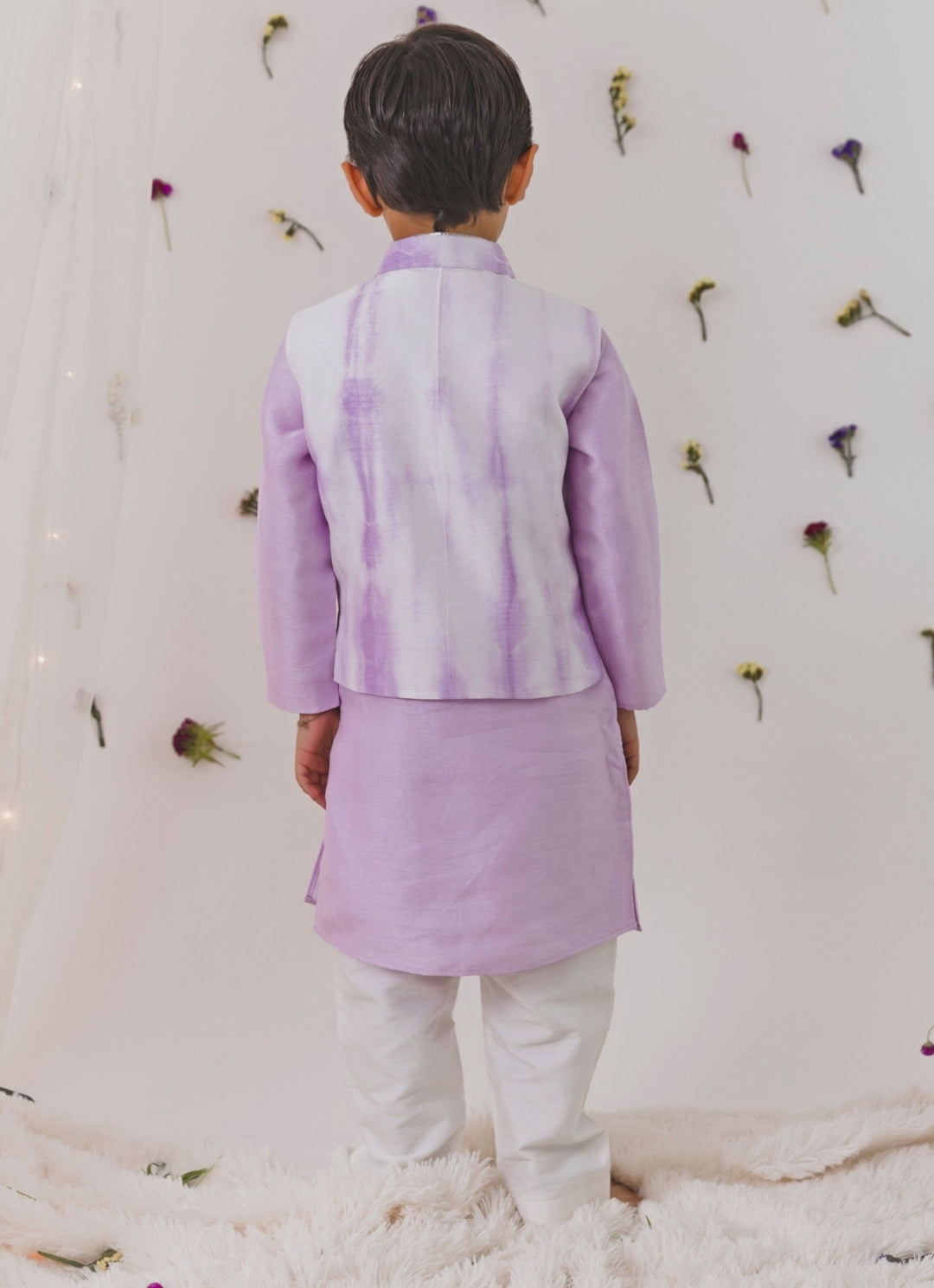 Lilac Silk Kurta Bundi Set Chotibuti - Fabilicious Fashion