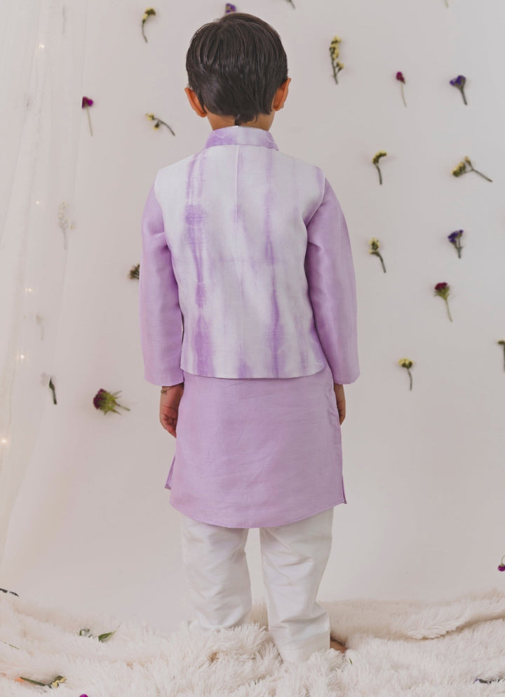 Lilac Silk Kurta Bundi Set Chotibuti - Fabilicious Fashion
