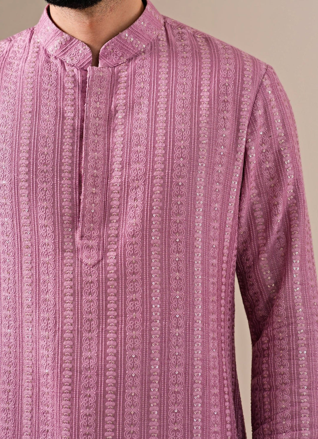 Darzi House Lilac Silk Kurta Pants SetFabilicious Fashion