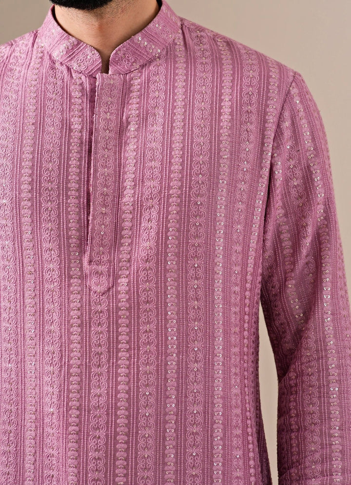 Darzi House Lilac Silk Kurta Pants SetFabilicious Fashion