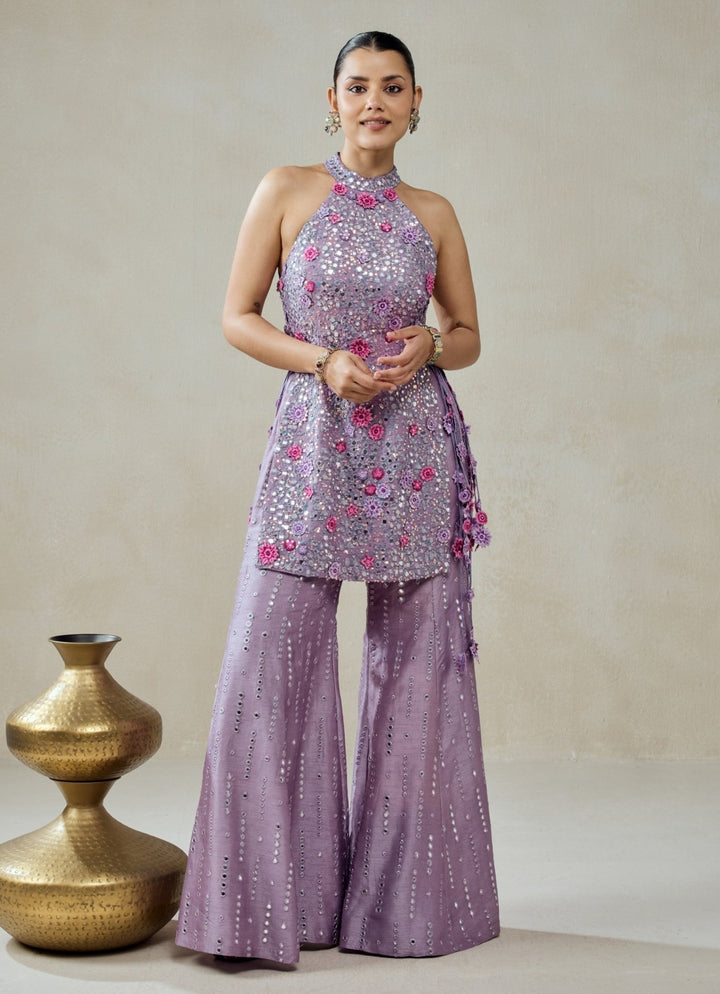 Nitika Gujral Lilac Silk Kurta Sharara SetFabilicious Fashion