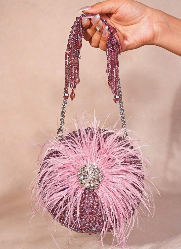 Lilac Suede Embellished Clutch House of Kosha - Fabilicious Fashion