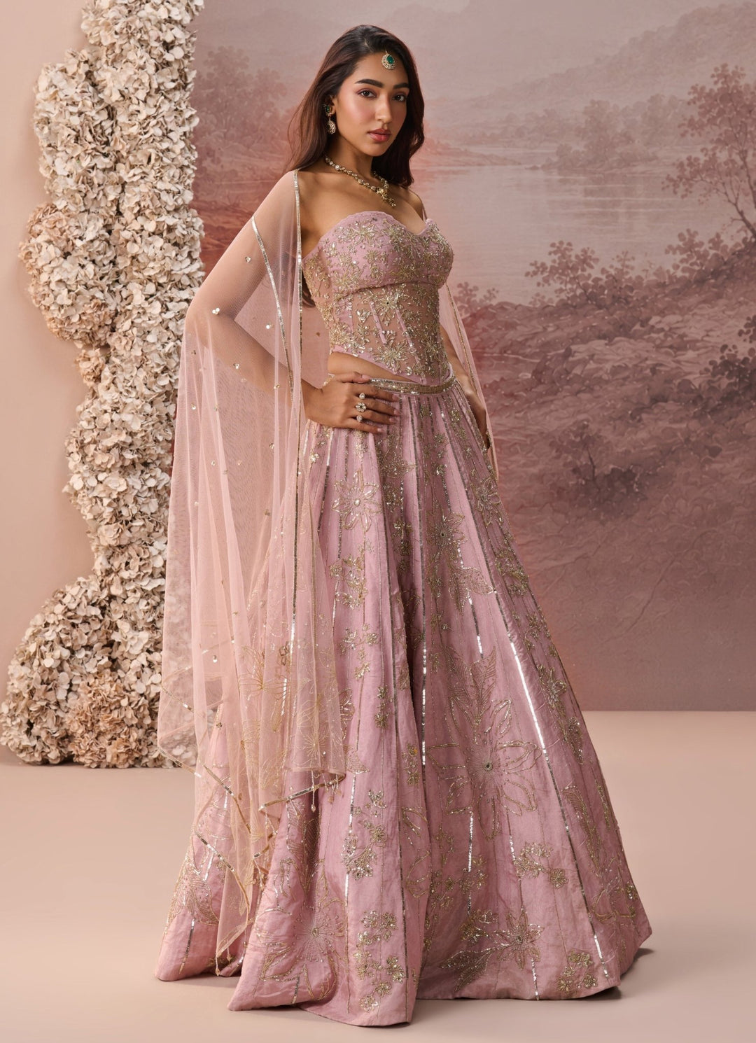 Parul Gandhi Lilac Tissue Corset LehengaFabilicious Fashion