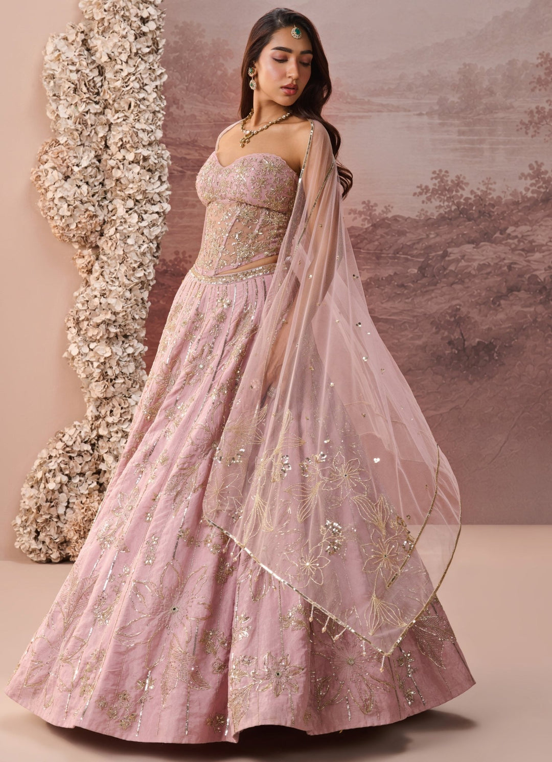 Parul Gandhi Lilac Tissue Corset LehengaFabilicious Fashion