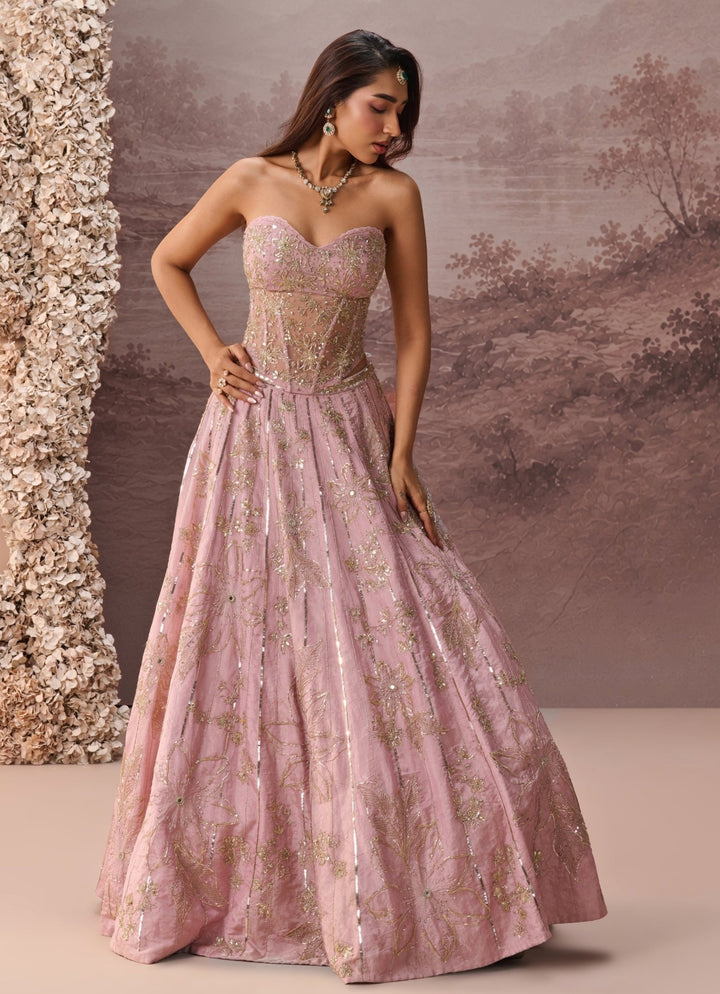 Parul Gandhi Lilac Tissue Corset LehengaFabilicious Fashion