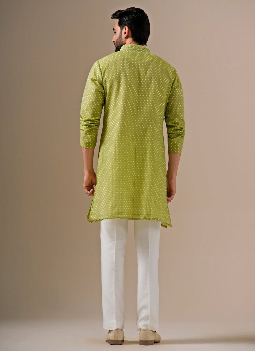 Darzi House Lime Green Cotton Jacquard Kurta SetFabilicious Fashion