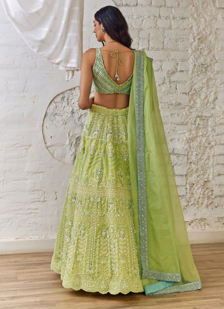 Studio Iris Lime Green Organza Lehenga SetFabilicious Fashion