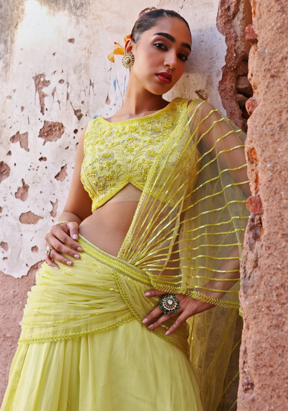 Lime Green Skirt set Seema Thukral - Fabilicious Fashion