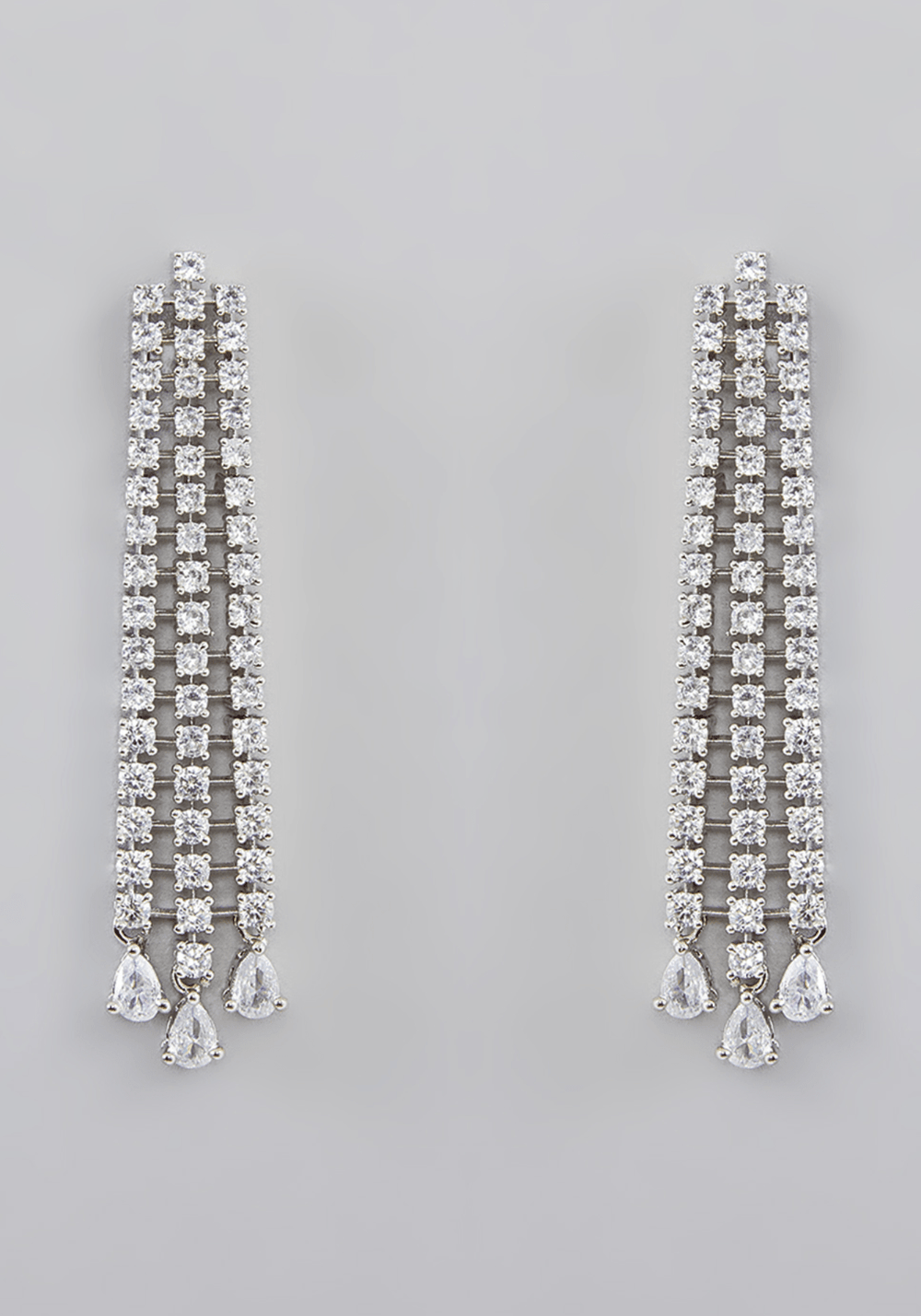 Long Faux Diamond String Danglers Zevar by Geeta - Fabilicious Fashion