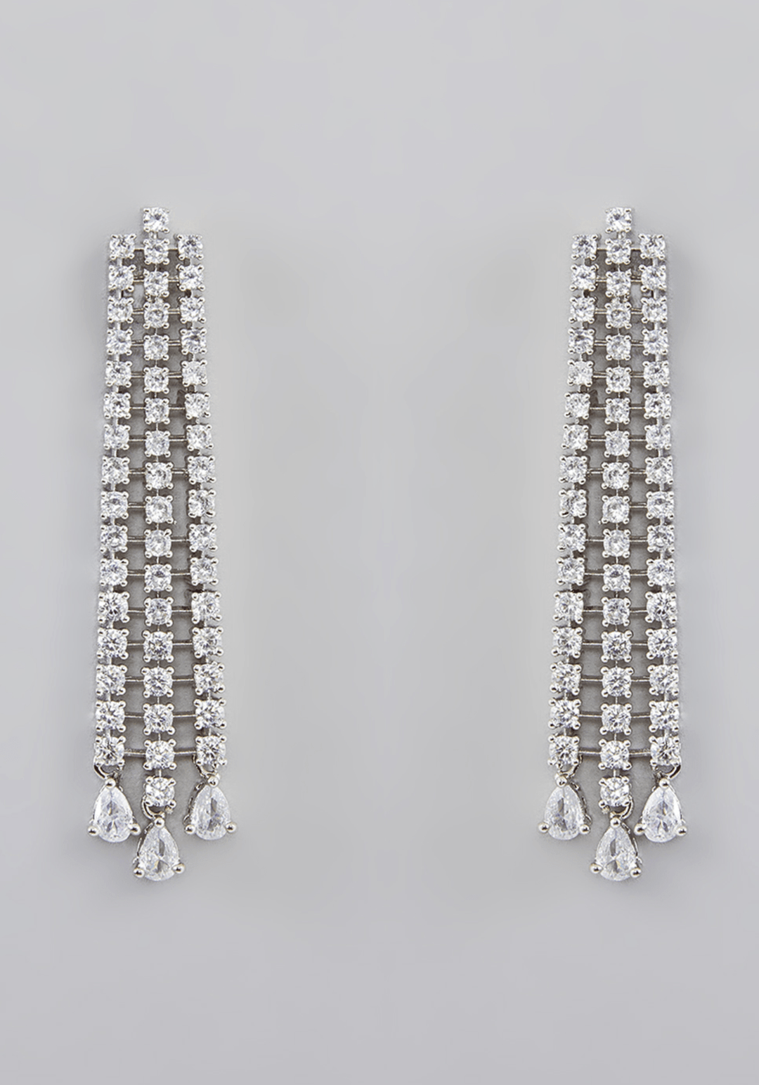 Long Faux Diamond String Danglers Zevar by Geeta - Fabilicious Fashion