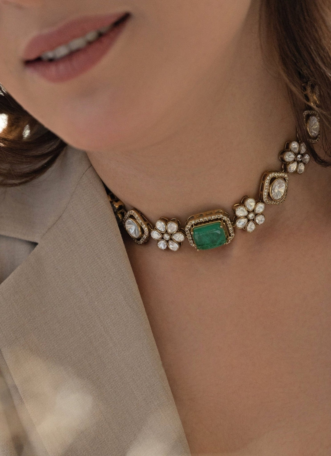 Do Taara Lush Green Polki Choker NecklaceFabilicious Fashion