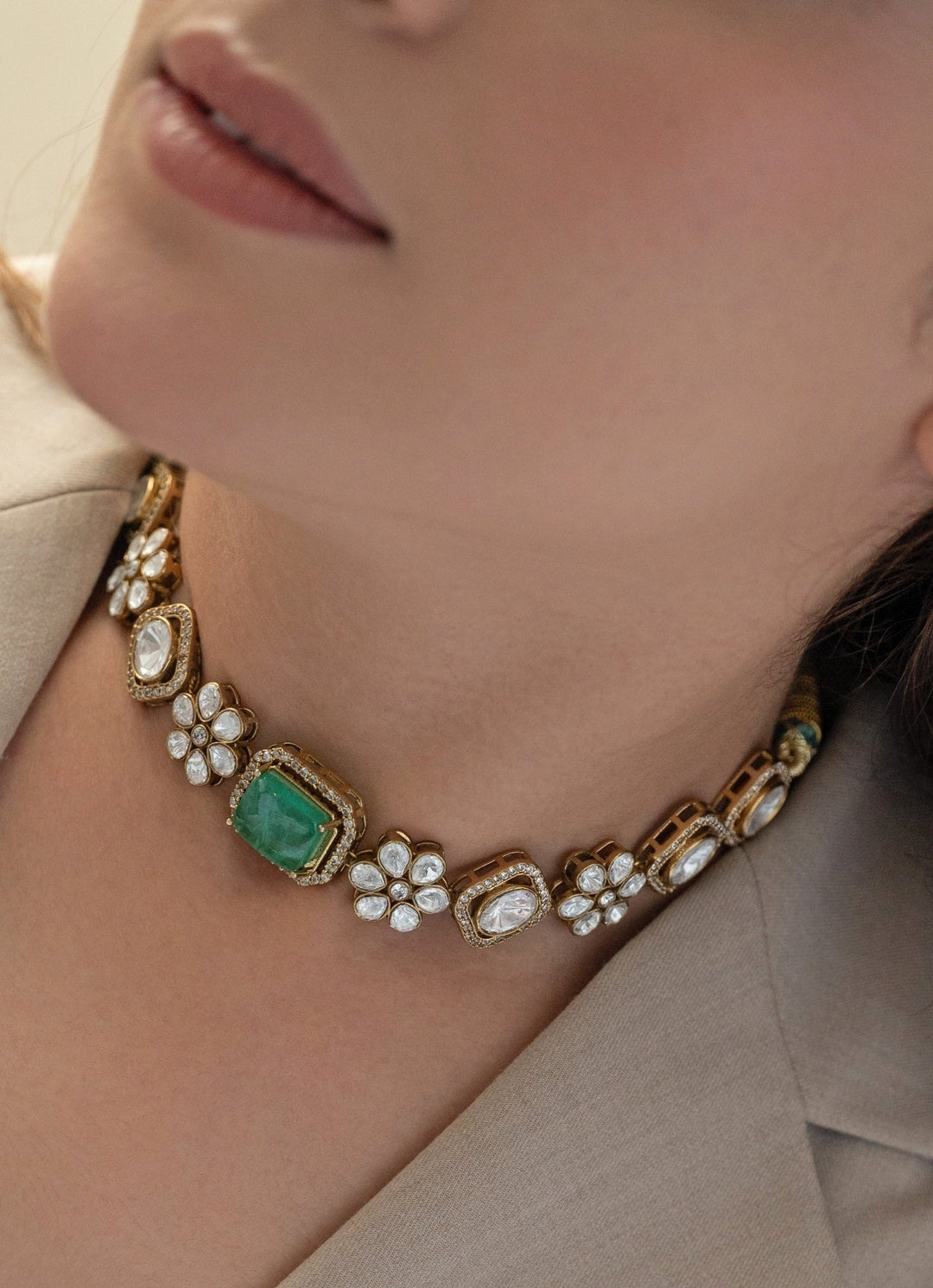 Do Taara Lush Green Polki Choker NecklaceFabilicious Fashion