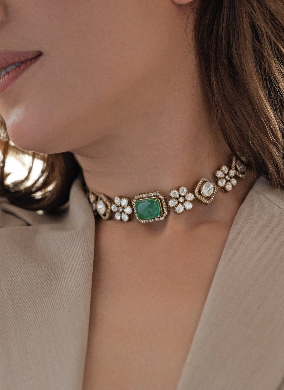 Do Taara Lush Green Polki Choker NecklaceFabilicious Fashion