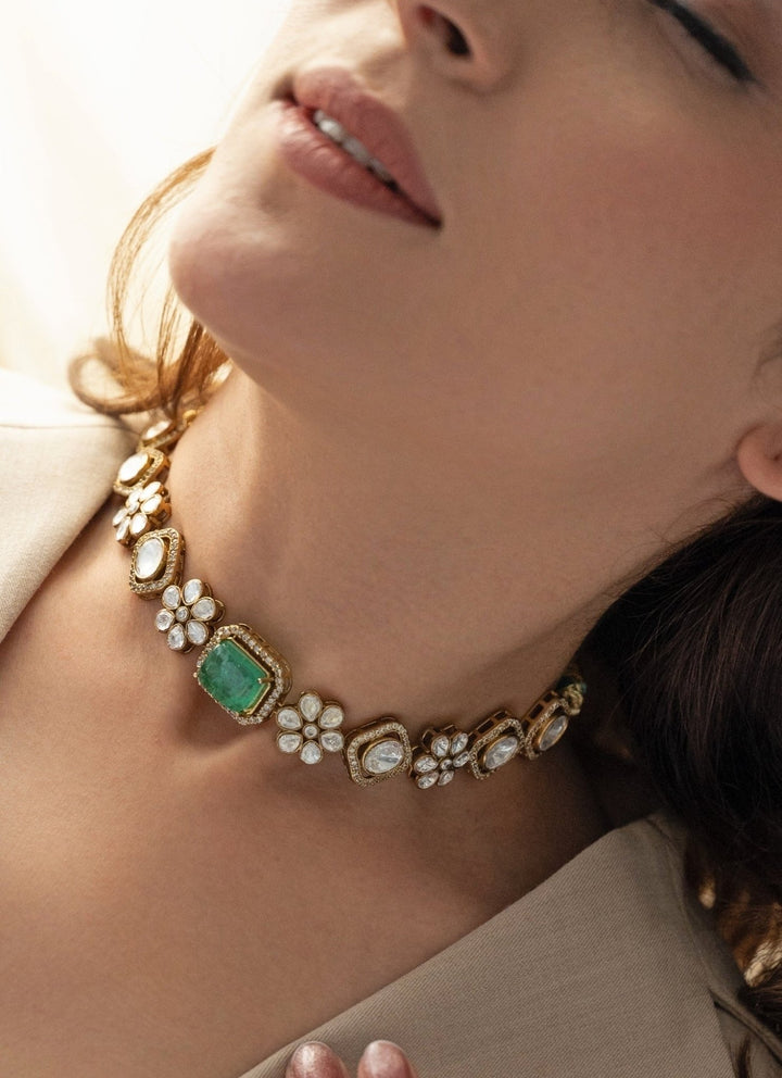 Do Taara Lush Green Polki Choker NecklaceFabilicious Fashion