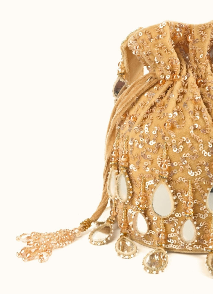 Mahal Gold Embellished Potli House of Kosha - Fabilicious Fashion