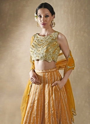 Marigold Bandhani Lehenga