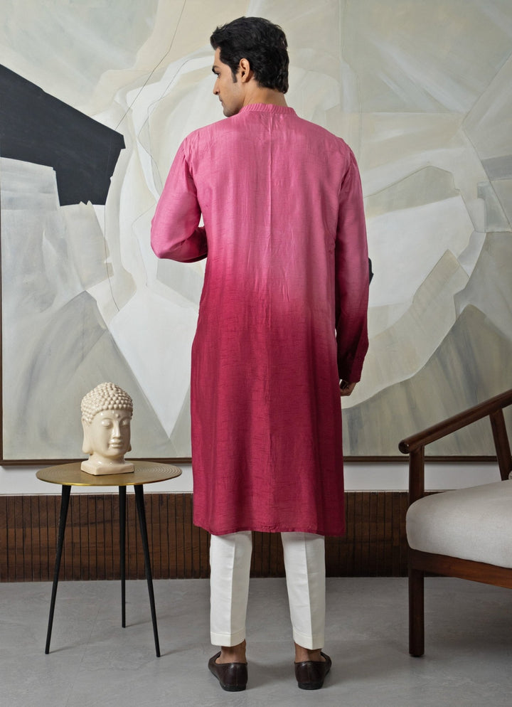Maroon and Soft Pink Ombre Kurta Pant Set Smriti - Fabilicious Fashion