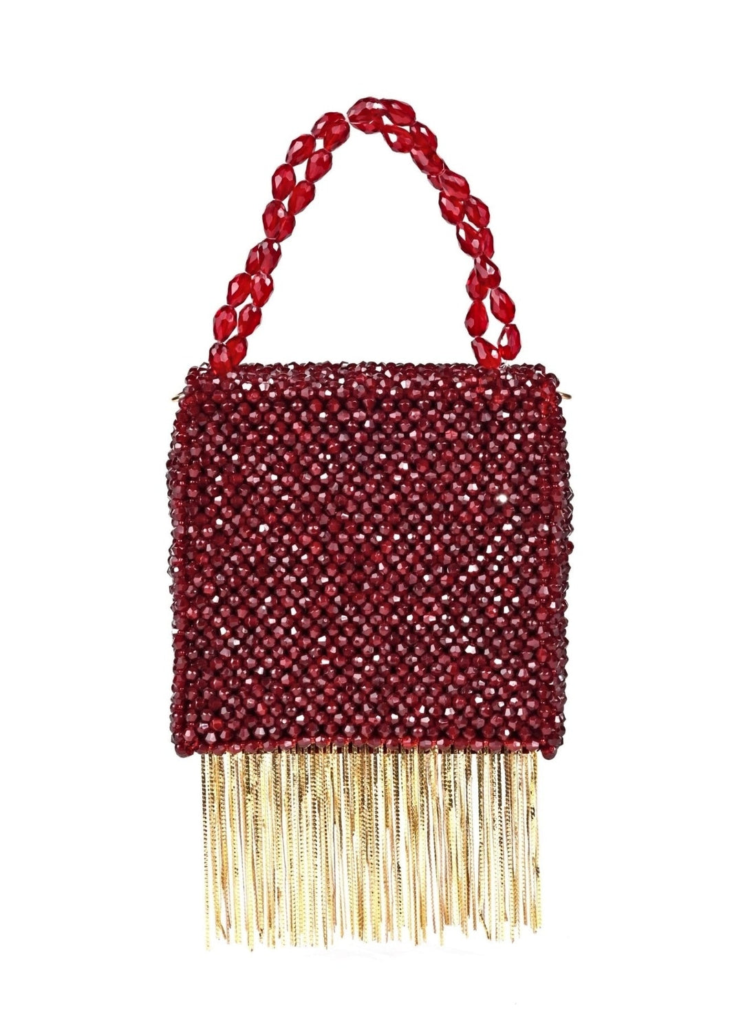 Maroon Embellished Mini Bag With Gold Chain House of Kosha - Fabilicious Fashion