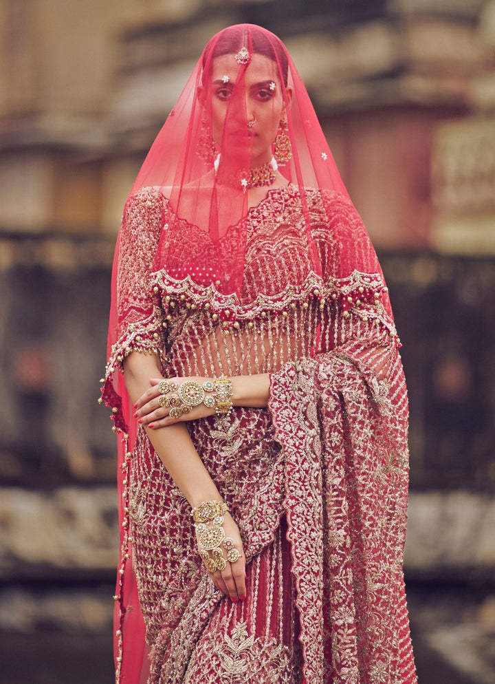Maroon Embellished Soft Net Saree Nitika Gujral - Fabilicious Fashion
