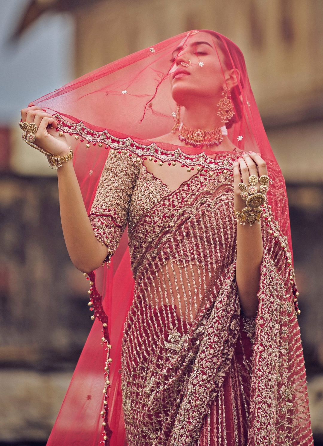 Maroon Embellished Soft Net Saree Nitika Gujral - Fabilicious Fashion