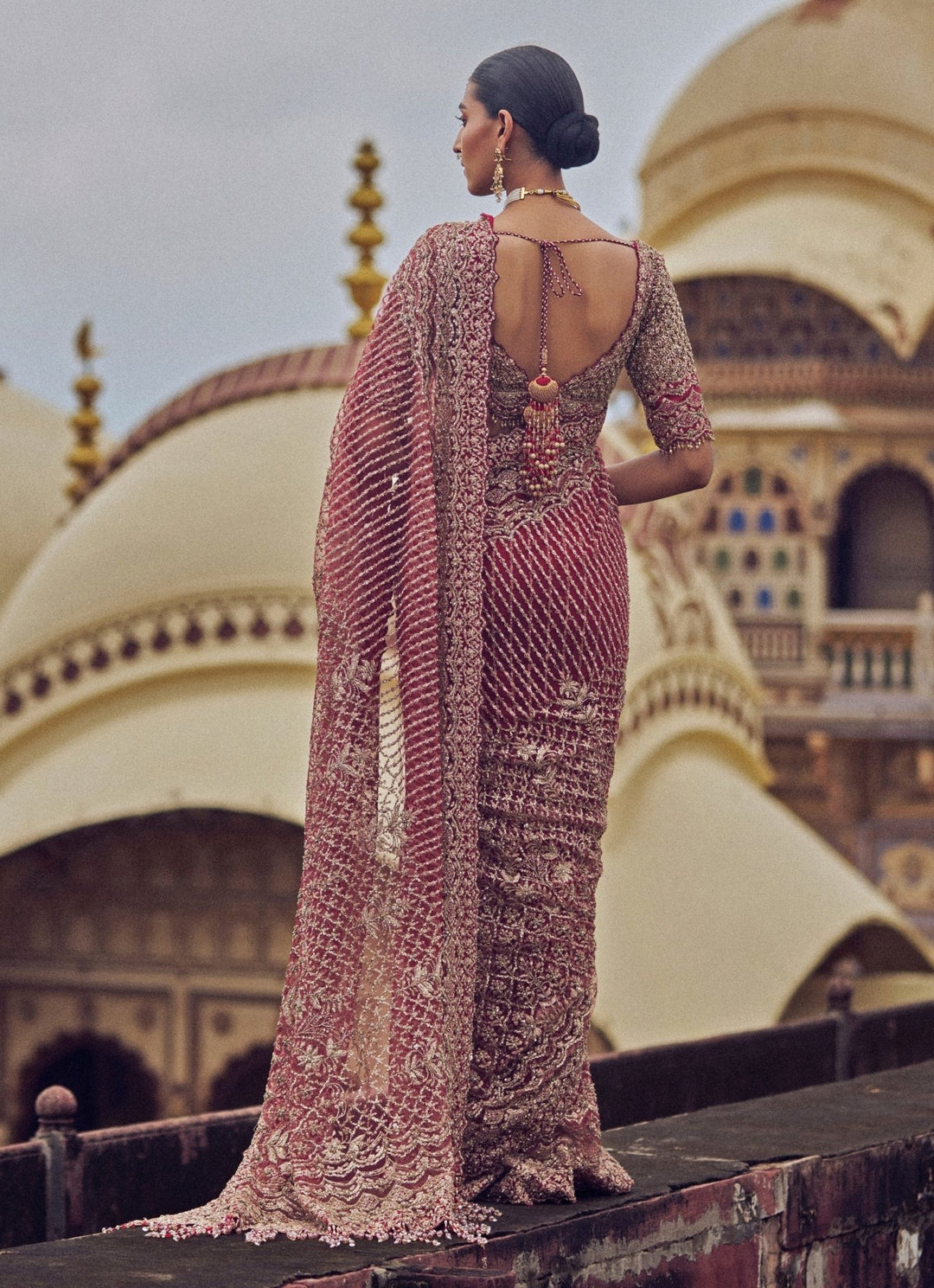 Maroon Embellished Soft Net Saree Nitika Gujral - Fabilicious Fashion