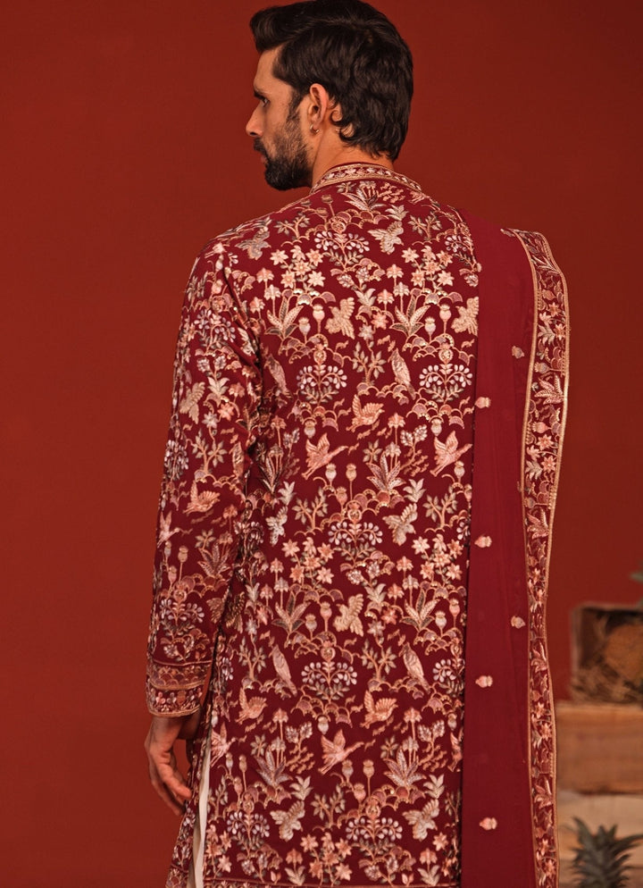 Maroon Embroidered Kurta Patiala Pant Set Kalpraag - Fabilicious Fashion