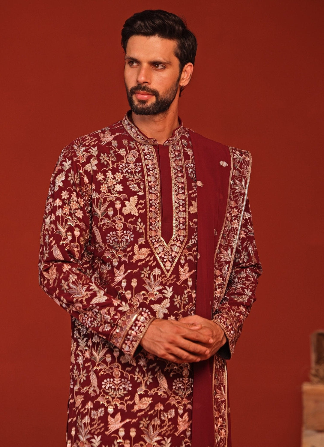 Maroon Embroidered Kurta Patiala Pant Set Kalpraag - Fabilicious Fashion