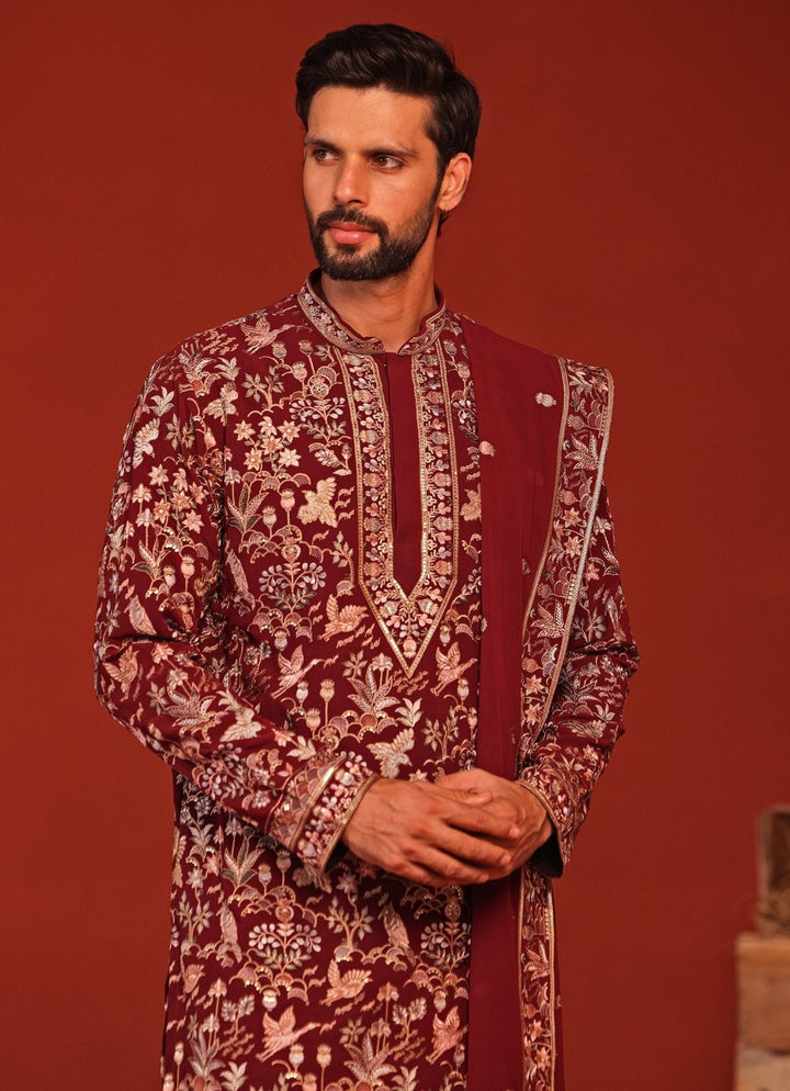 Maroon Embroidered Kurta Patiala Pant Set Kalpraag - Fabilicious Fashion