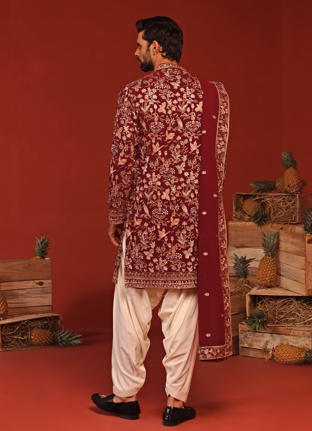 Maroon Embroidered Kurta Patiala Pant Set Kalpraag - Fabilicious Fashion