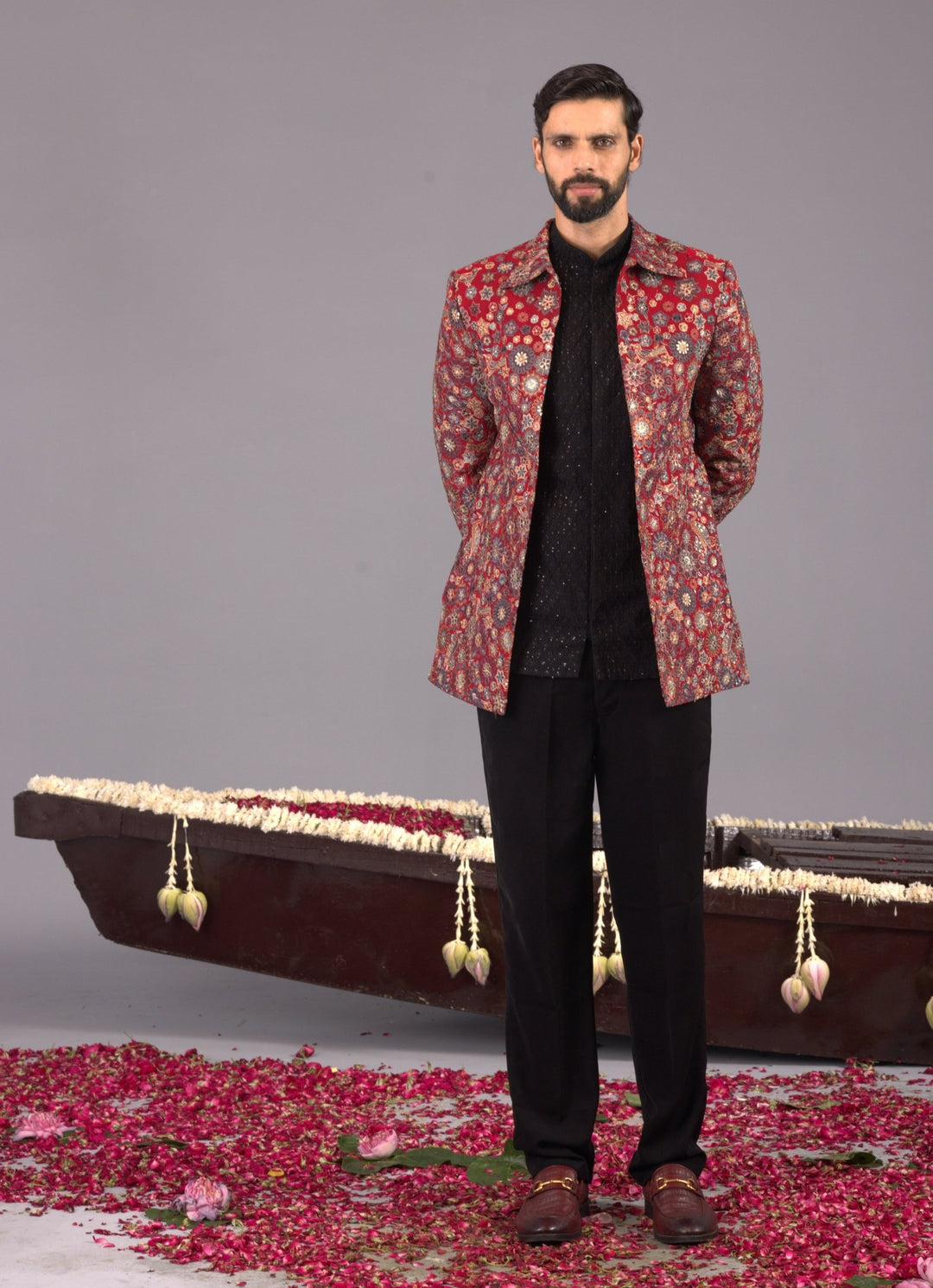 Maroon Embroidered Silk Jodhpuri Set Kalpraag - Fabilicious Fashion