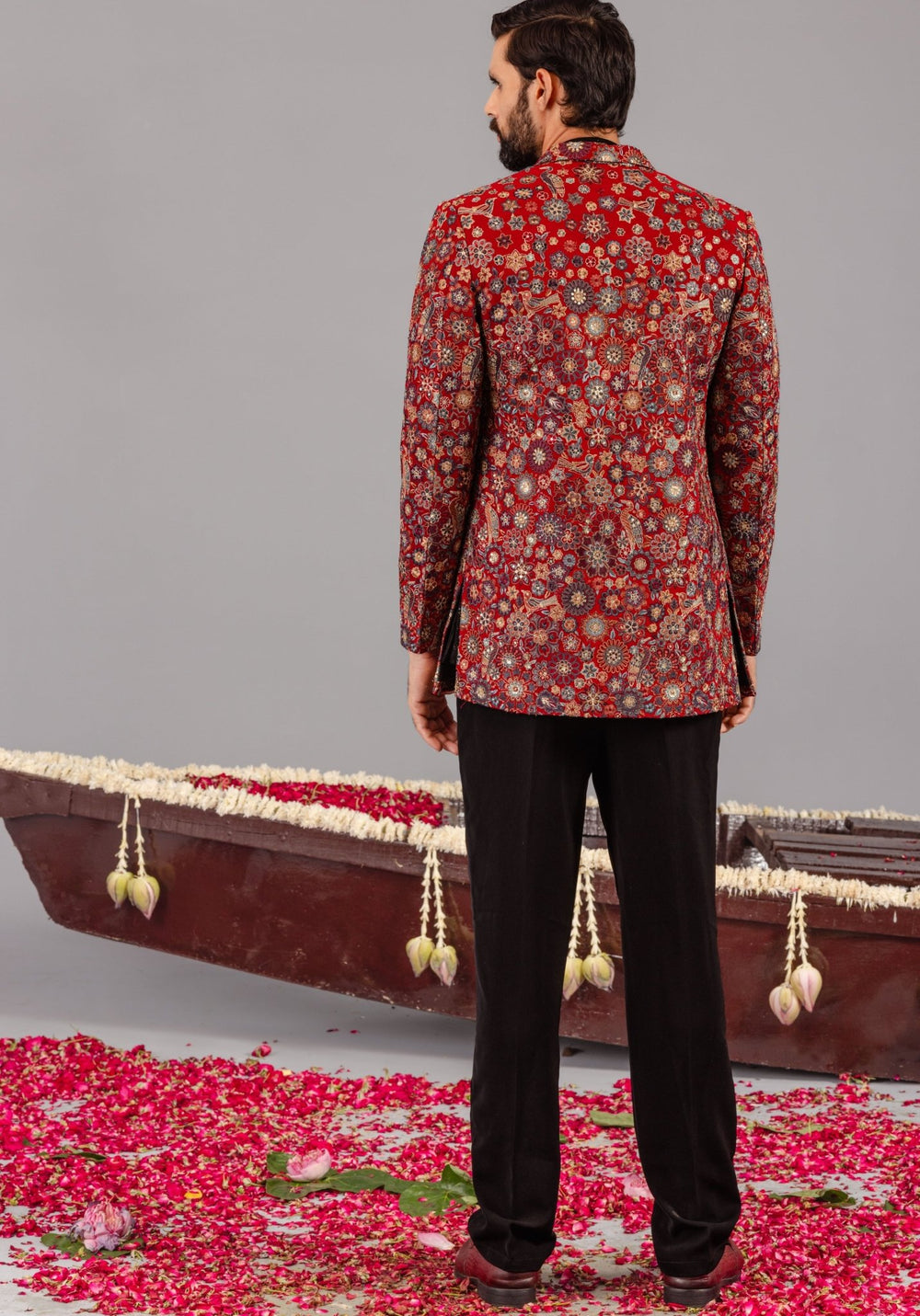 Maroon Embroidered Silk Jodhpuri Set Kalpraag - Fabilicious Fashion