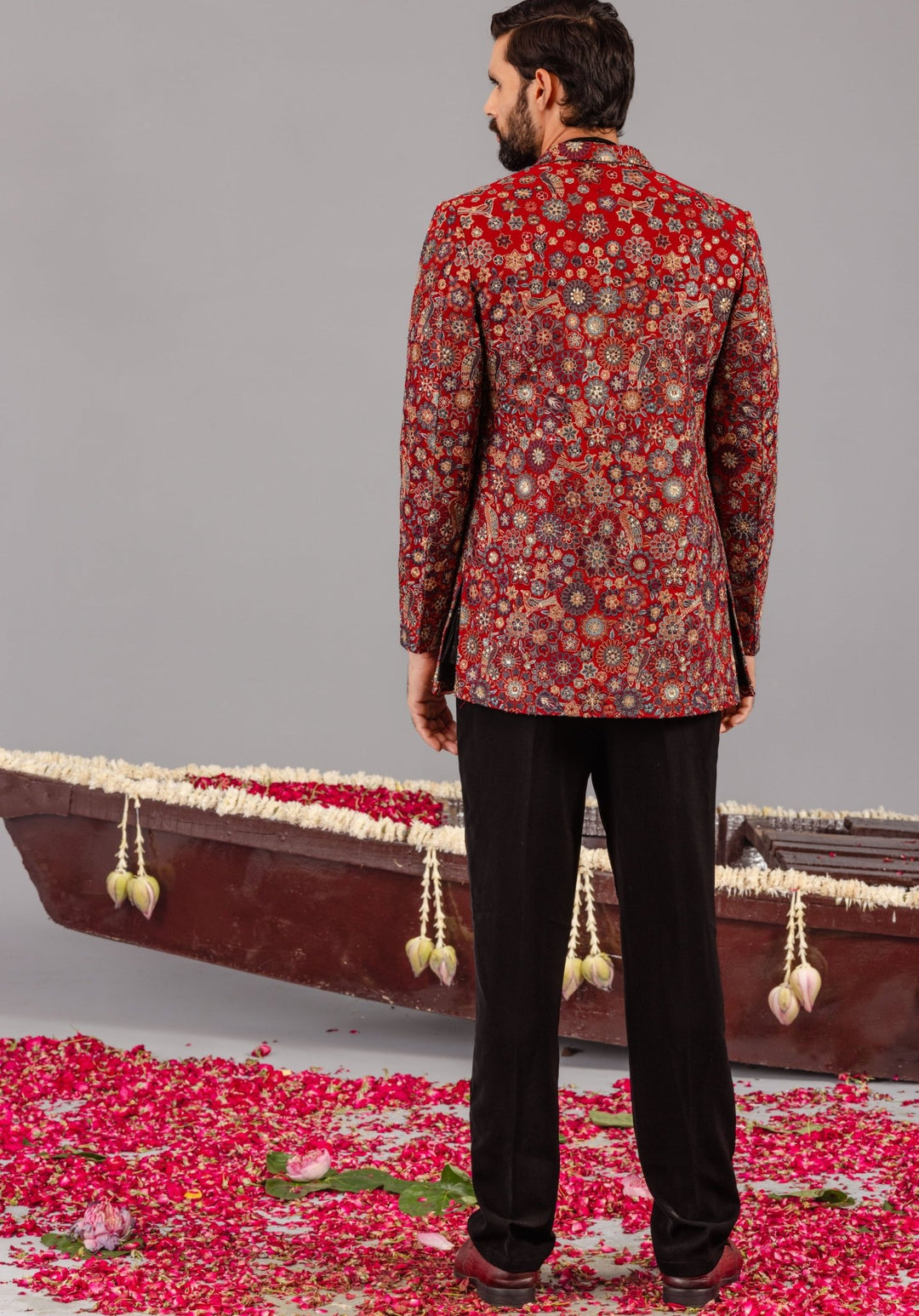 Maroon Embroidered Silk Jodhpuri Set Kalpraag - Fabilicious Fashion