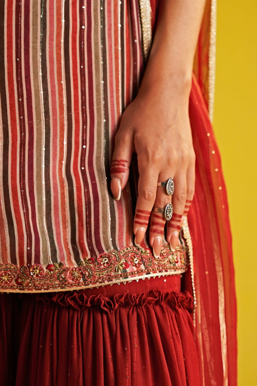 Maroon Red Embroidered Organza Kurta Sharara Set Studio Bagechaa - Fabilicious Fashion