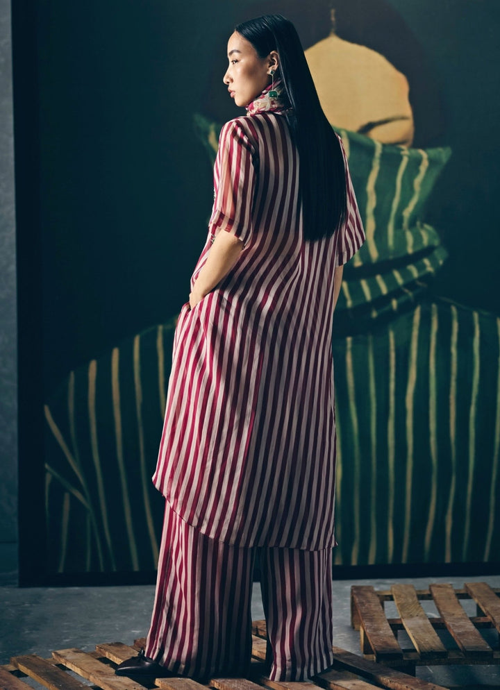 Paulmi and Harsh X Ease Maroon Red Organza Kurta Pants SetFabilicious Fashion