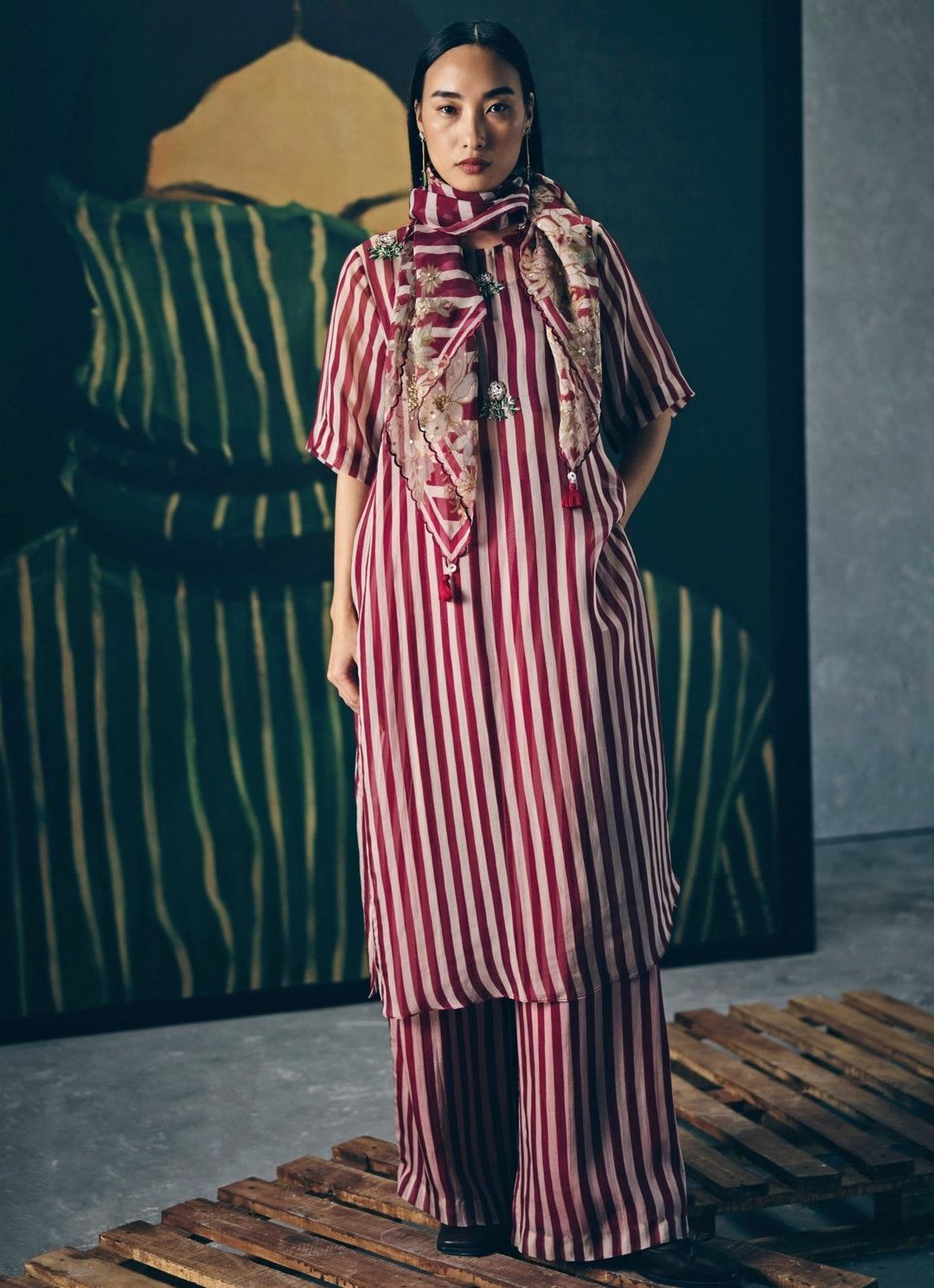 Paulmi and Harsh X Ease Maroon Red Organza Kurta Pants SetFabilicious Fashion