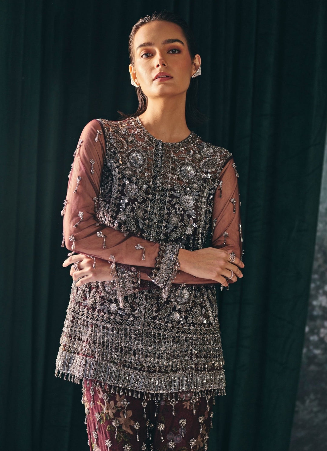 Maroon Red Organza Kurta Sharara Set Mani Bhatia - Fabilicious Fashion