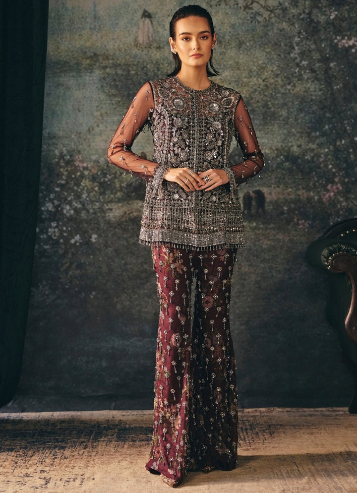 Maroon Red Organza Kurta Sharara Set Mani Bhatia - Fabilicious Fashion