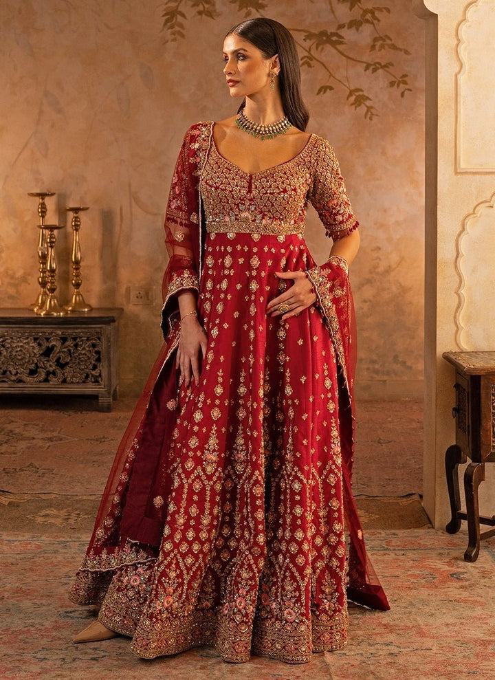 Angad Singh Maroon Red Raw Silk Anarkali SetFabilicious Fashion