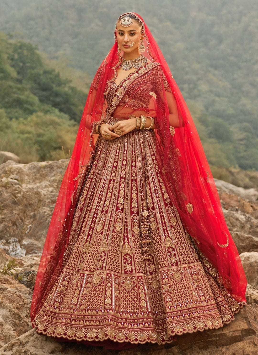 Nitika Gujral Maroon Red Raw Silk Bridal Lehenga SetFabilicious Fashion