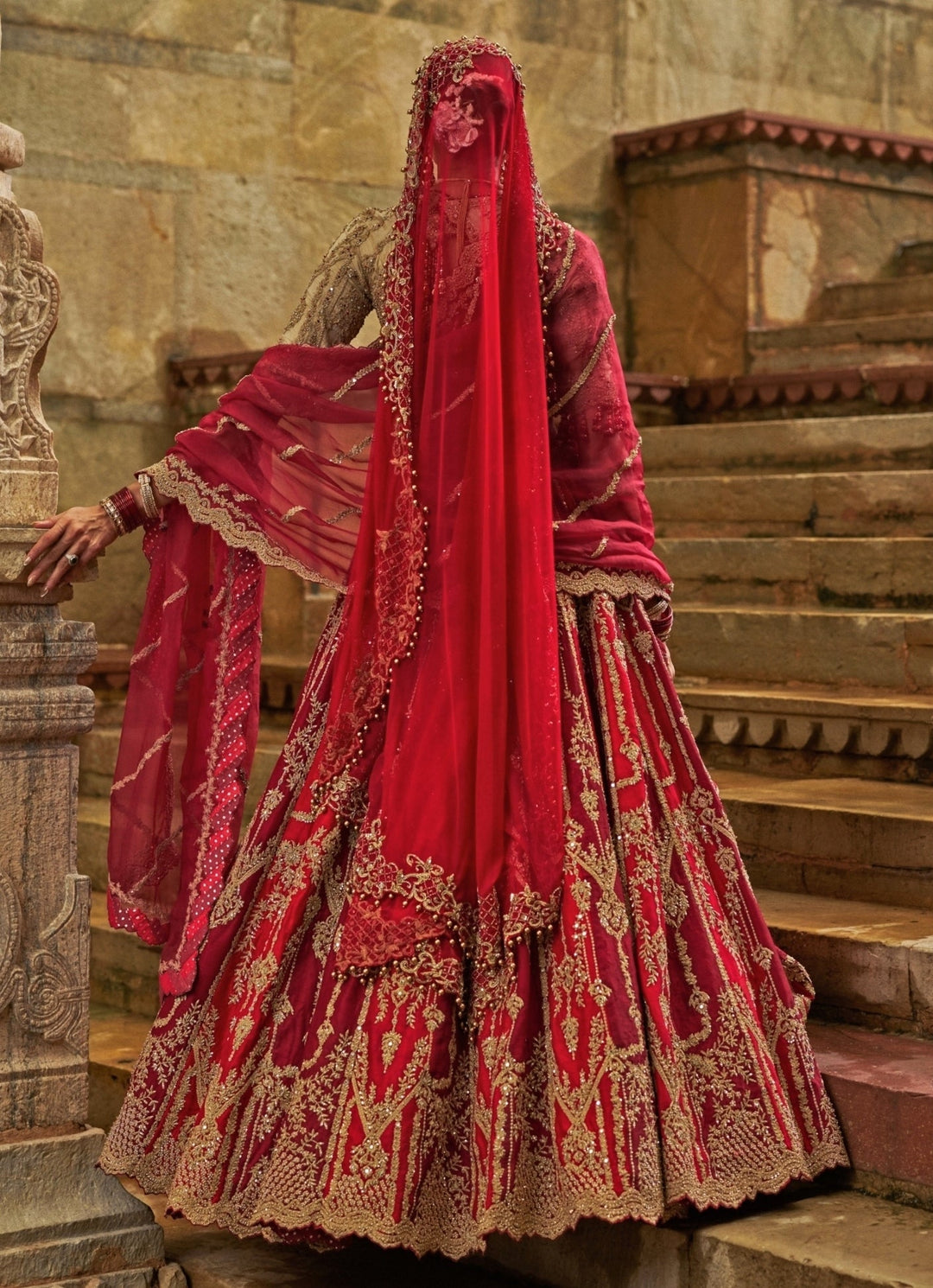 Maroon Red Raw Silk Lehenga Set Nitika Gujral - Fabilicious Fashion