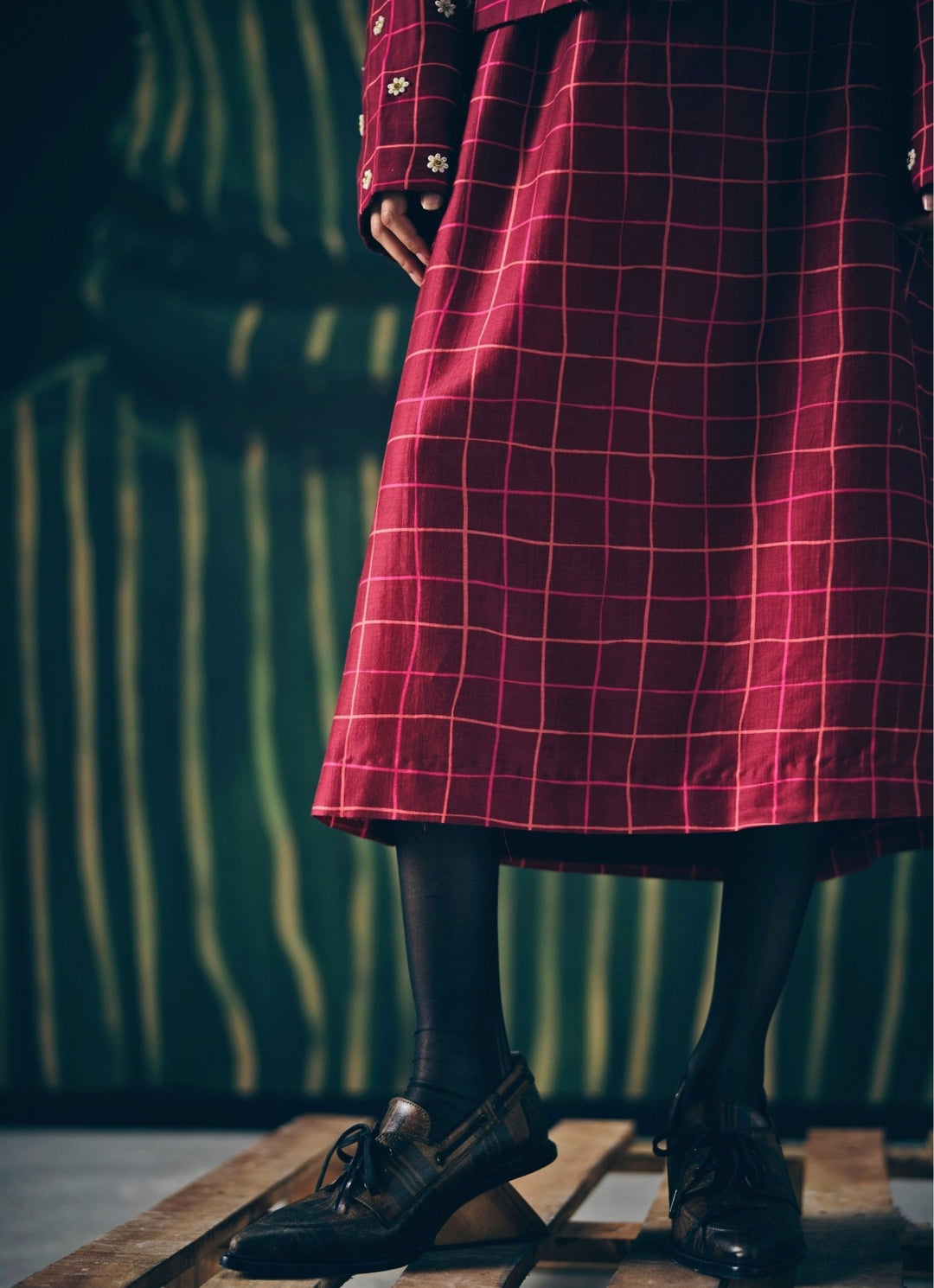 Maroon Red Silk Skirt Set With Jacket Paulmi and Harsh X Ease - Fabilicious Fashion